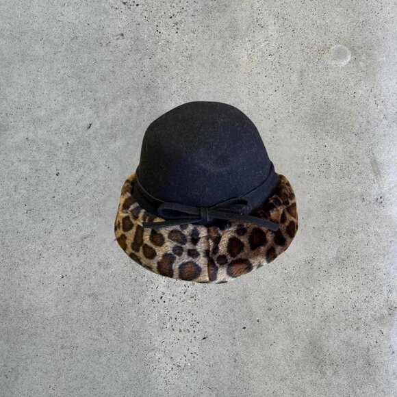 Unbranded Accessories - Vintage wool hat with animal print trim